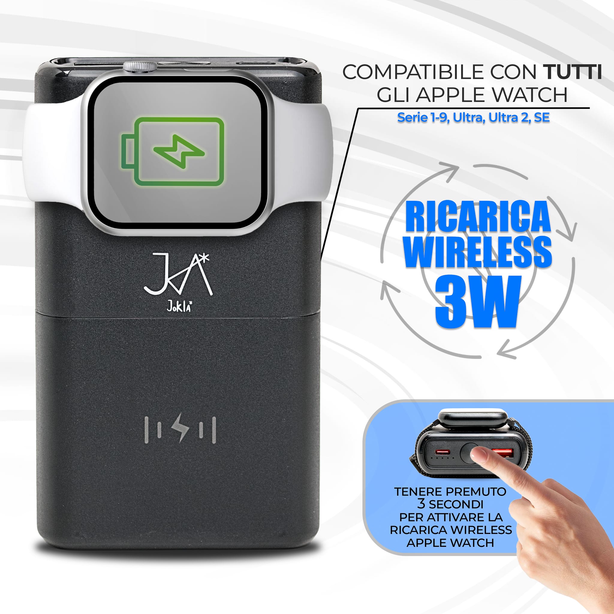 Jokla*PowerBank 10.000mAh 22.5W - Ricarica Wirless e Cablata